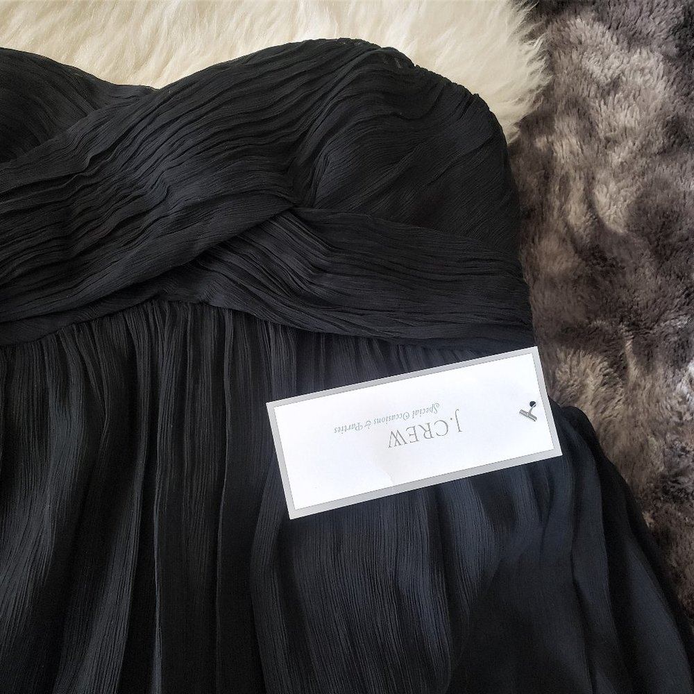 J. Crew Strapless Silk Chiffon Dress - NWT! Elegant Black Dress Size 6 - Picture 7 of 16